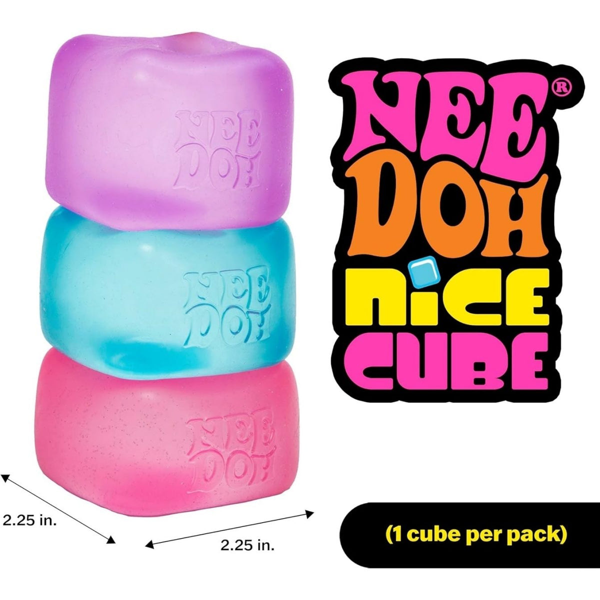 NeeDoh Nice Cube – Solid Squish – 2.25′′ Cube